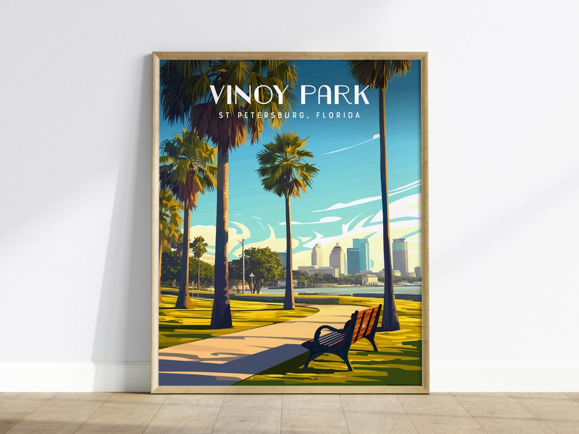 Vinoy Park St Petersburg Florida Travel Poster Palm Tree Artwork