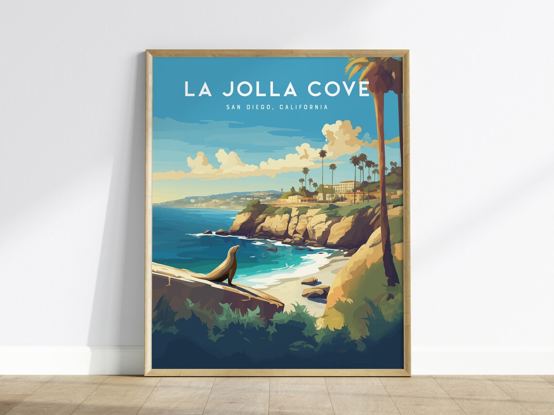 La Jolla Cove Art Print, San Diego Sea Lion Poster