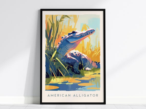 Alligator Art Print, Florida Wildlife Modern Nature