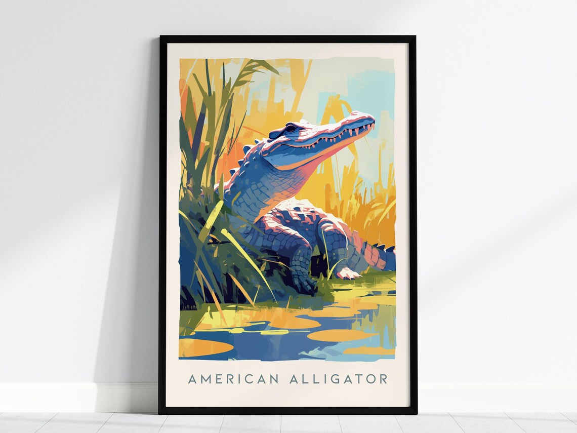 Alligator Art Print, Florida Wildlife Modern Nature