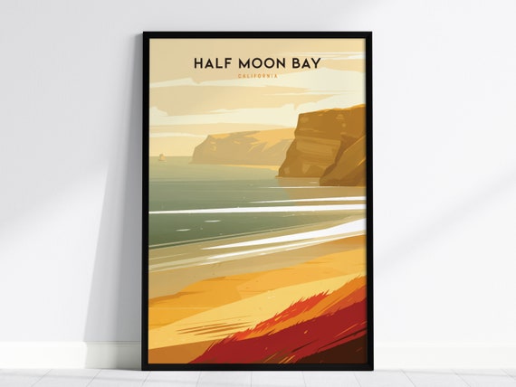 Half Moon Bay Coastal Art Poster Beach Scenery Print