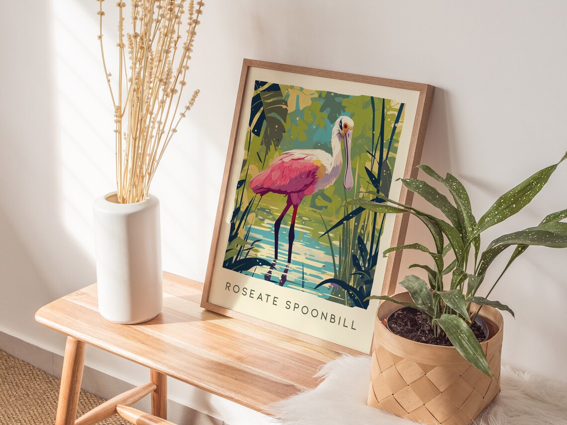 Roseate Spoonbill Florida Birds Travel Poster - Image 3
