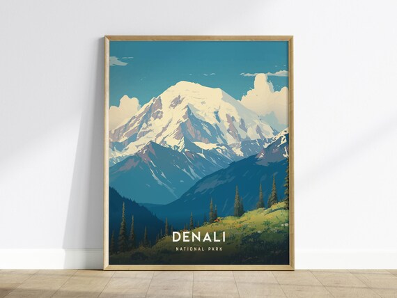 Denali National Park Alaska Snow Capped Mountain Peak Poster