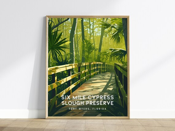 Six Mile Cypress Slough Preserve Florida Travel Poster Boardwalk