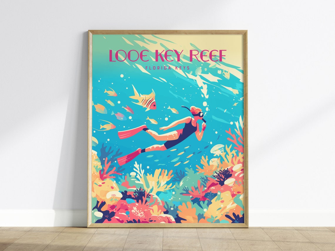 Looe Key Reef Florida Keys Snorkeling Coral Reef Fish Scuba Art Poster