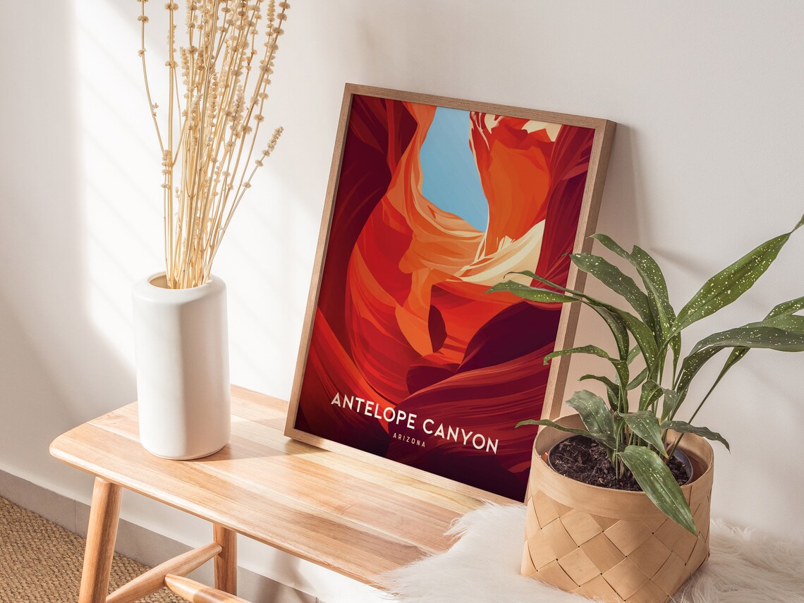 Antelope Canyon Arizona Slot Canyon Red Rock Vintage Travel Poster - Image 4