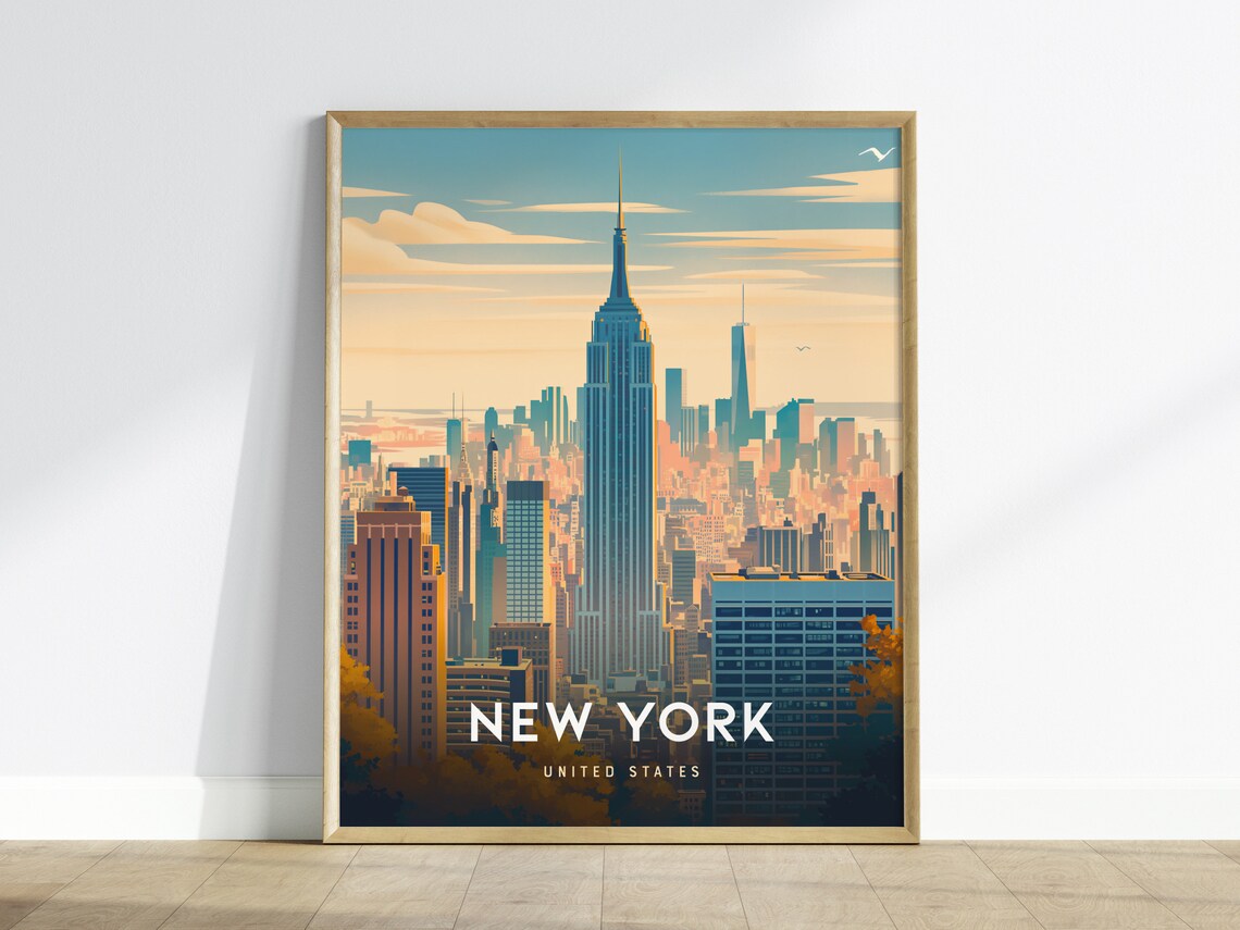 New York City Skyline Travel Poster Art Print