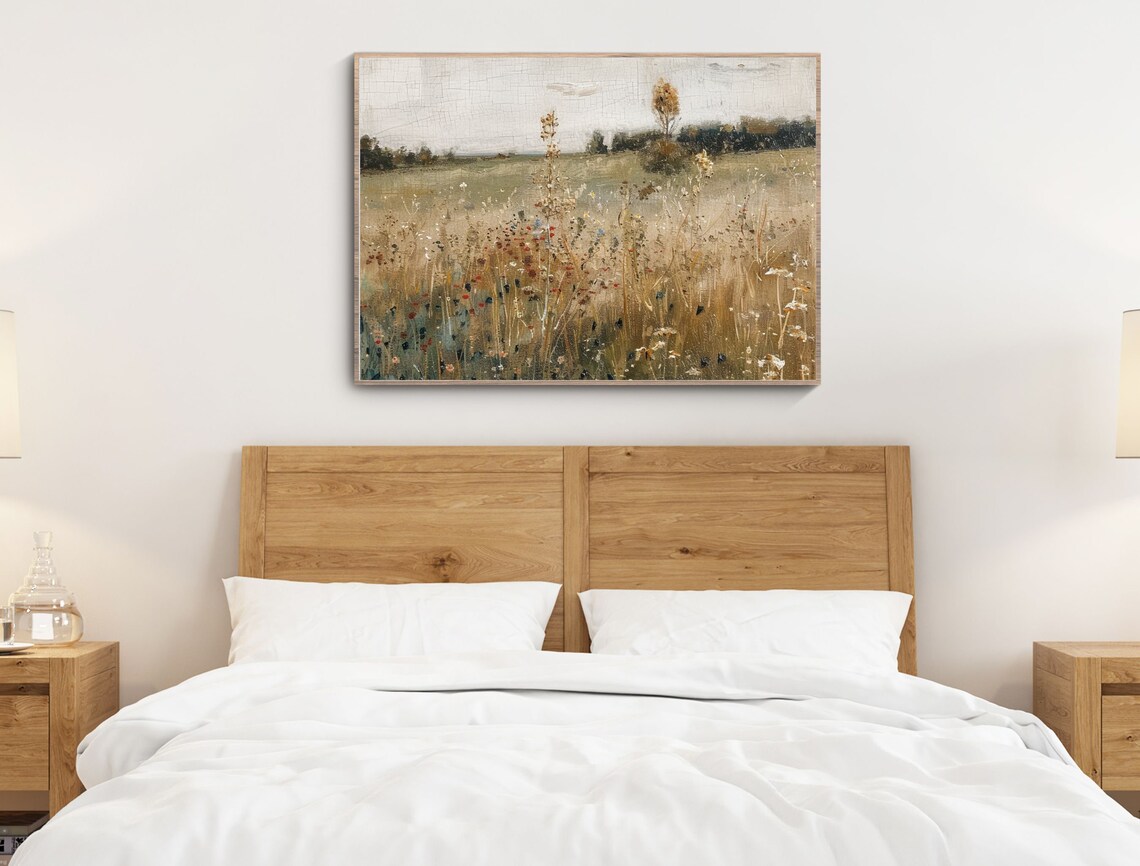 Vintage Wildflower Meadow Countryside Impressionist Art Poster - Image 5