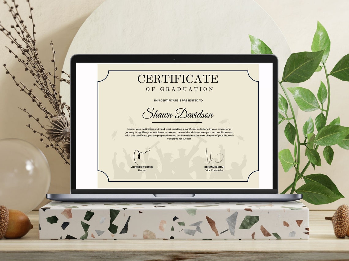 Editable Graduation Certificate Template Classic Diploma Frame Print - Image 4