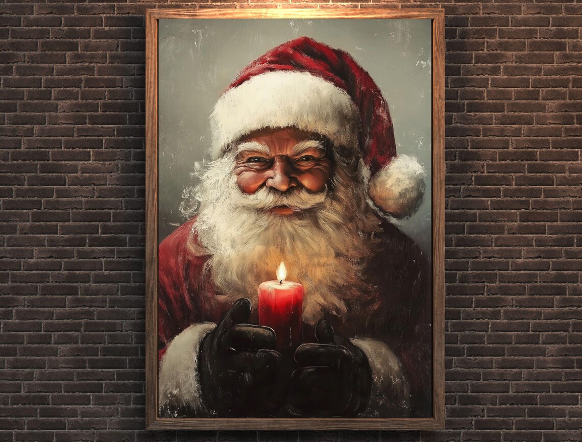 Santa Claus Holding Red Candle Christmas Portrait Holiday Poster - Image 7