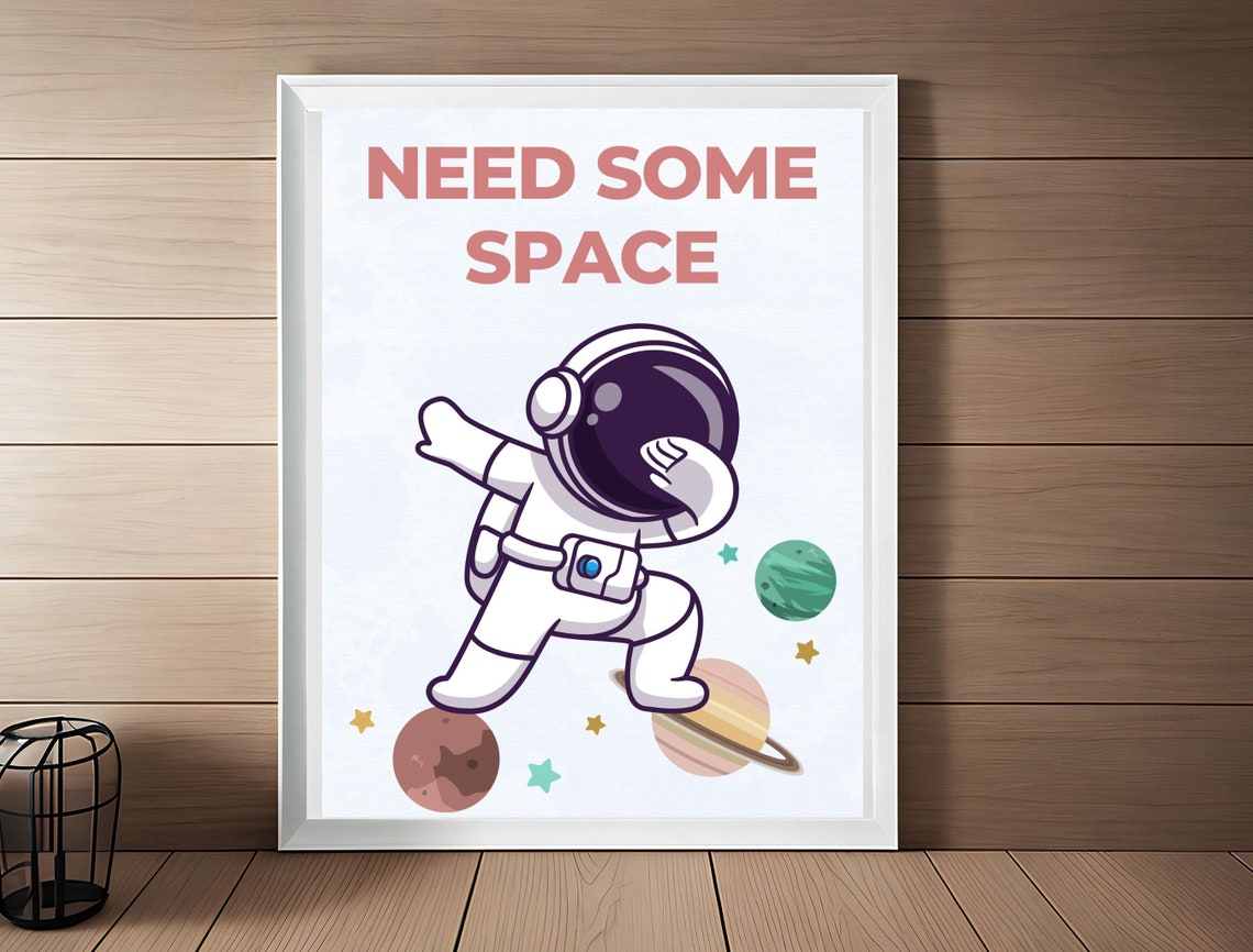 Need Some Space Cute Dabbing Astronaut Kids Nursery Planet Poster - Image 8