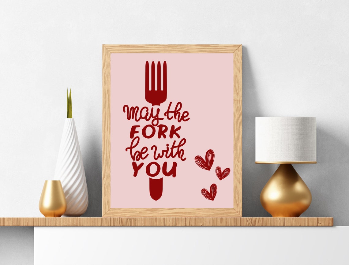 Aesthetic Kitchen Decor Cute Cooking Art Kitchen Wall Art Print Minimalist Heart Print Red Chef Art Print The Original - Image 3