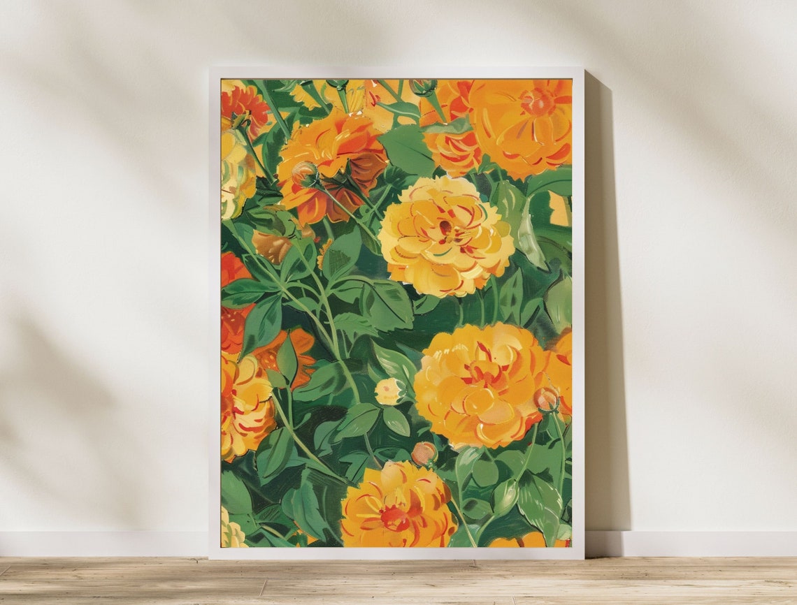 Lush Golden Yellow Roses in a Dense Painterly Summer Garden Poster - Image 8