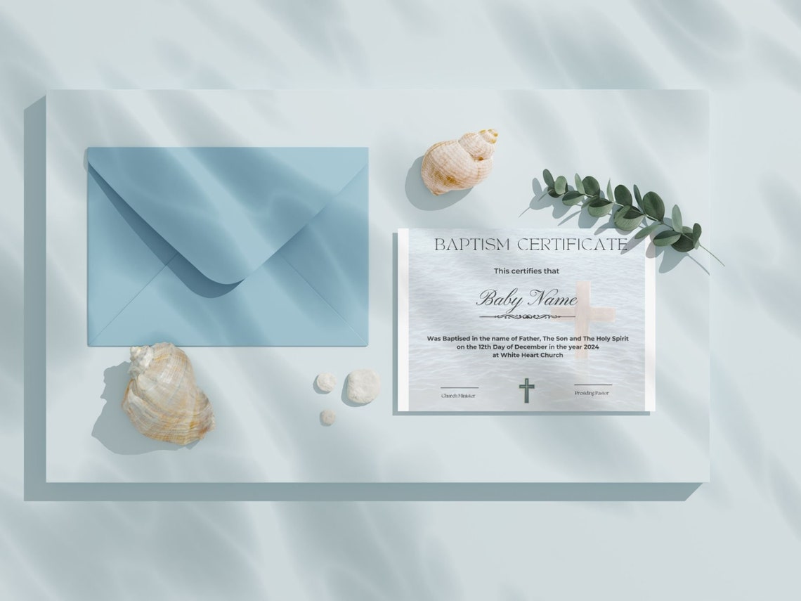 Baptism Certificate Template Gold Cross Editable Printable Print - Image 3