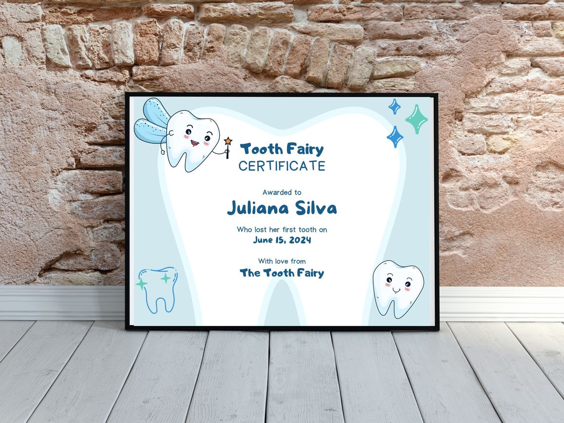 Tooth Fairy Certificate Template Cute First Tooth Keepsake Print - Image 6