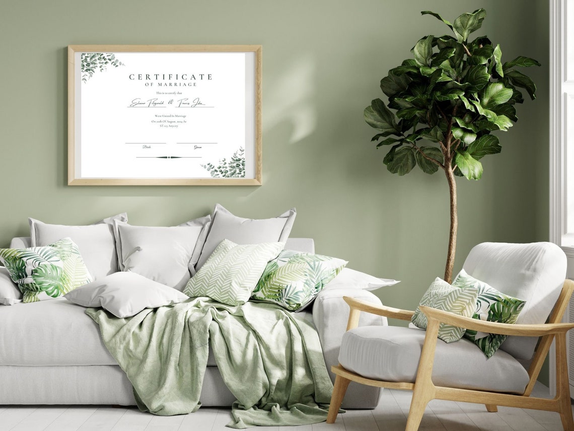 Marriage Certificate Template Eucalyptus Greenery Wedding Print - Image 6