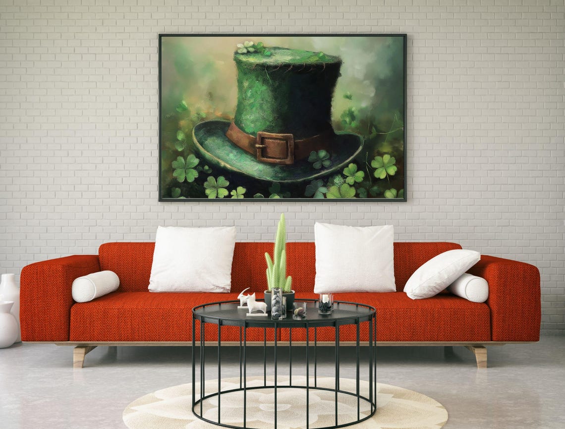 Lucky St Patricks Day Green Leprechaun Hat Shamrock Art Print - Image 5