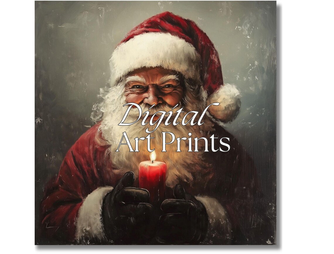 Santa Claus Holding Red Candle Christmas Portrait Holiday Poster - Image 2