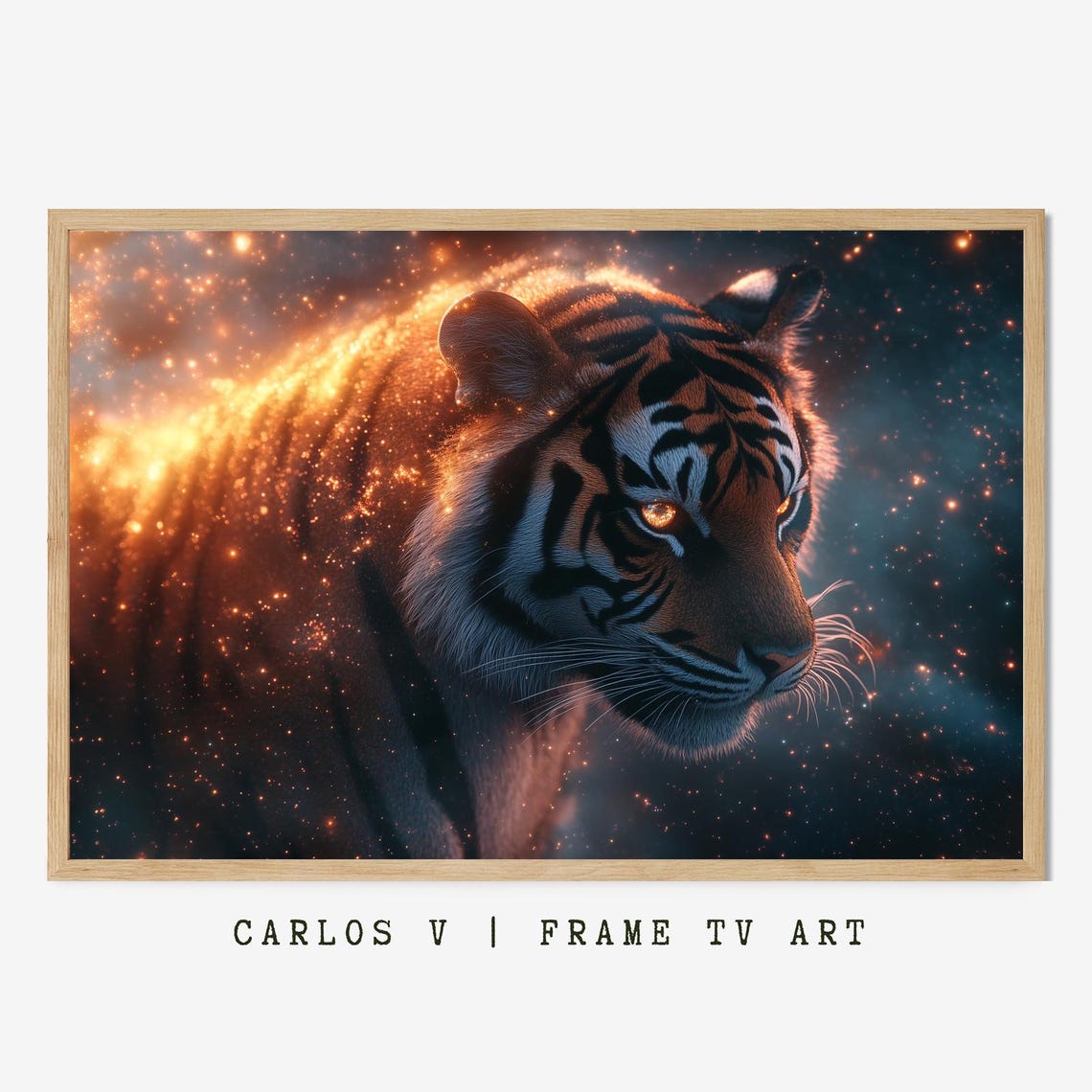 Tiger Glowing With Cosmic Energy In Starry Night Galaxy Poster