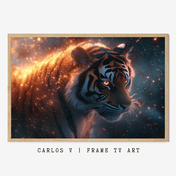 Tiger Glowing With Cosmic Energy In Starry Night Galaxy Poster