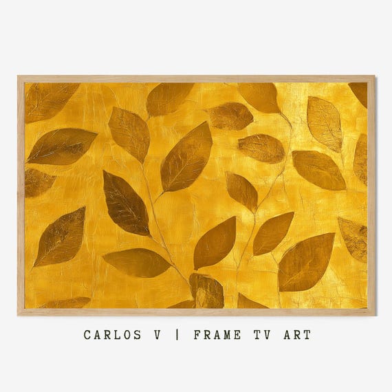 Bright Yellow Foliage Design Tv Frame Art Foliage Themed Illustration Instant Hd 300dpi