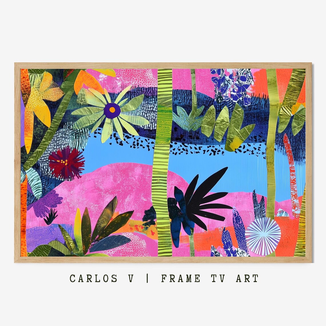 Colorful Tropical Collage With Leaves, Art Print