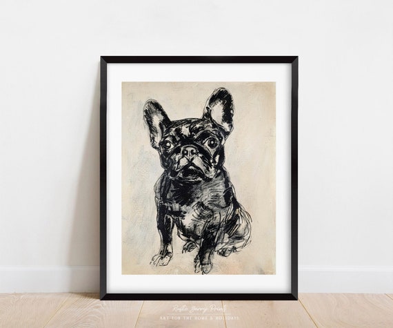 French Bulldog Art Print Vintage Print Frenchie Dog Wall Decor Cute Gifts For Dog Lovers Instant