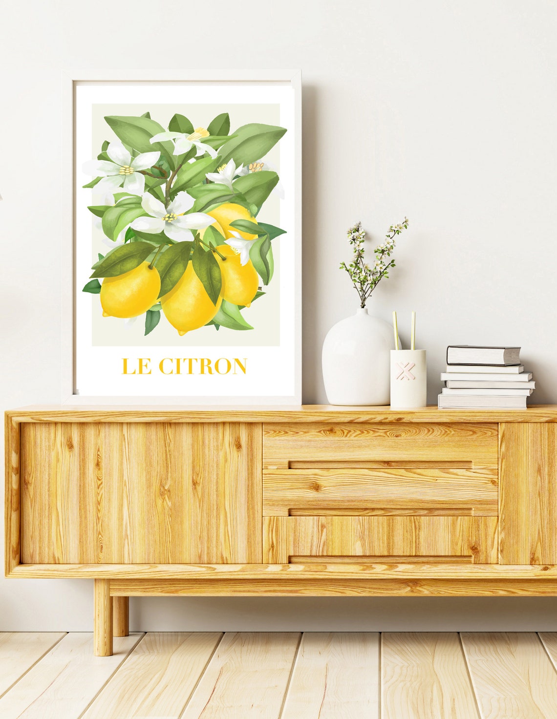 Le Citron French Botanical Yellow Lemon Blossom Watercolor Print - Image 2