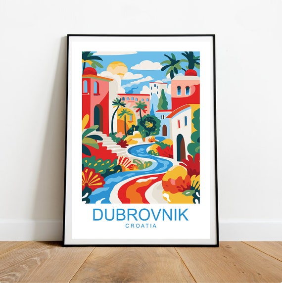Dubrovnik Travel Poster Croatia Poster Abstract Poster Colourful Travel Poster Housewarming Gift Wall Art Abstract