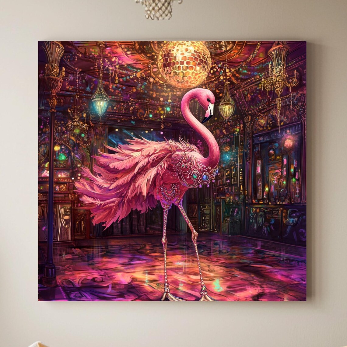 Funky Flamingo On The Dance Floor Poster - Image 2