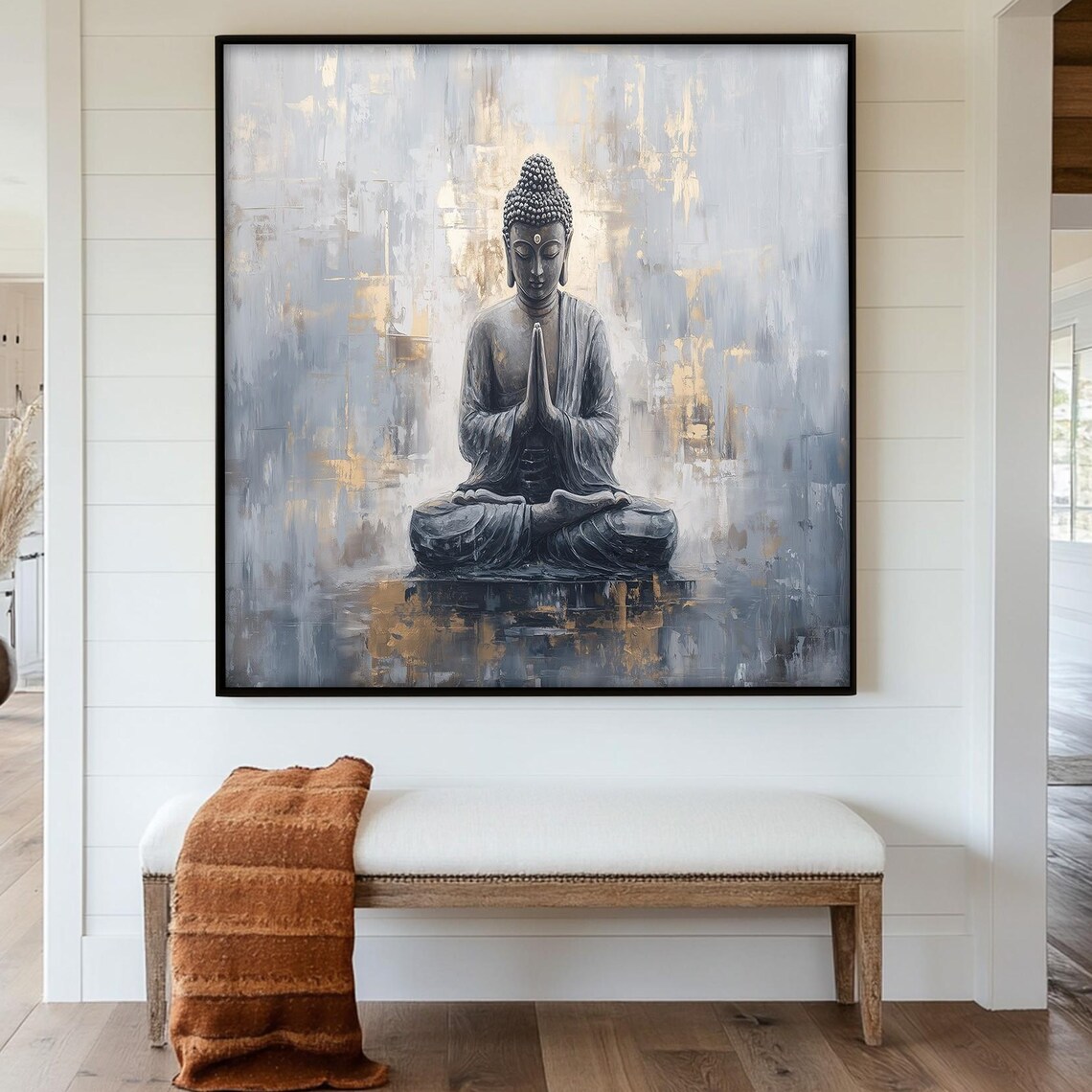 Gray Buddha Zen Meditation Decor, Asian Style