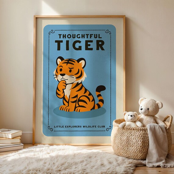 Thoughtful Tiger Little Explorers Wildlife Club Nursery Poster