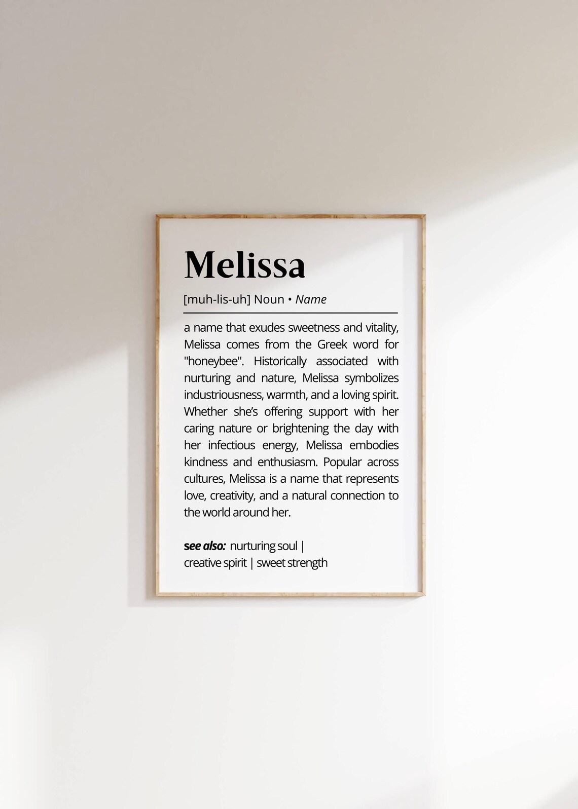 Melissa Name Definition Minimalist Art Print