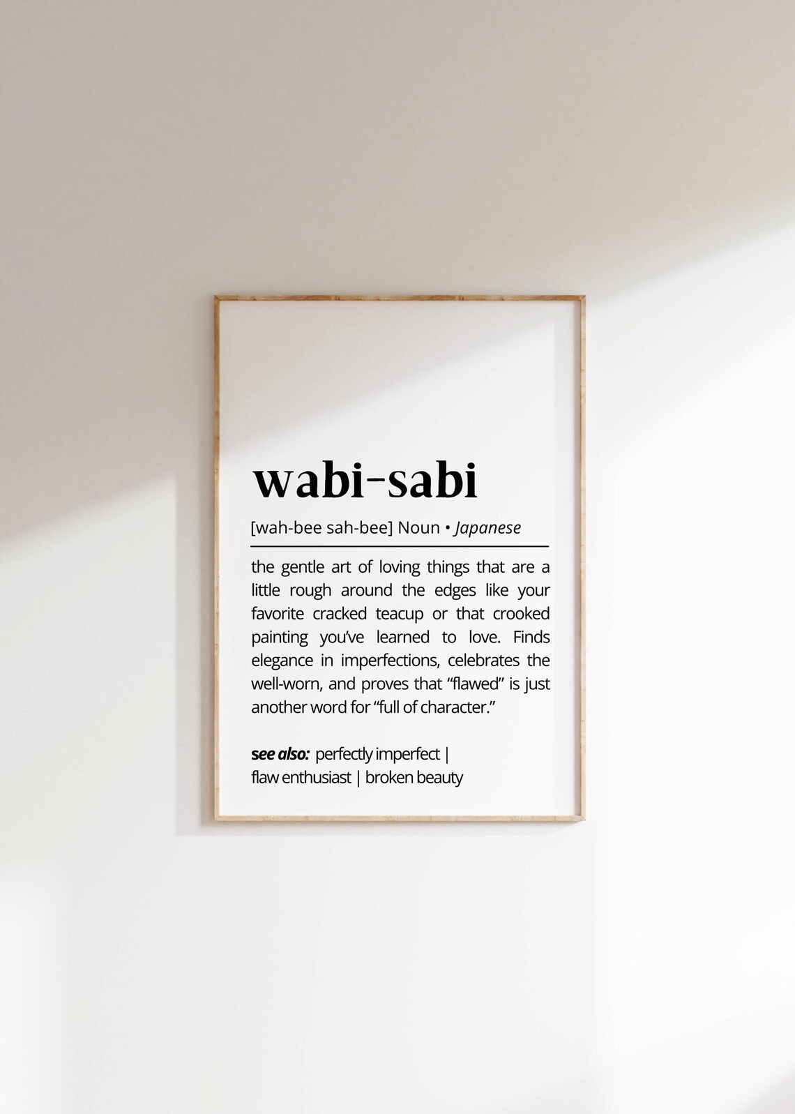 Wabi Sabi Definition Japanese Imperfection Beauty Dictionary Wall Art