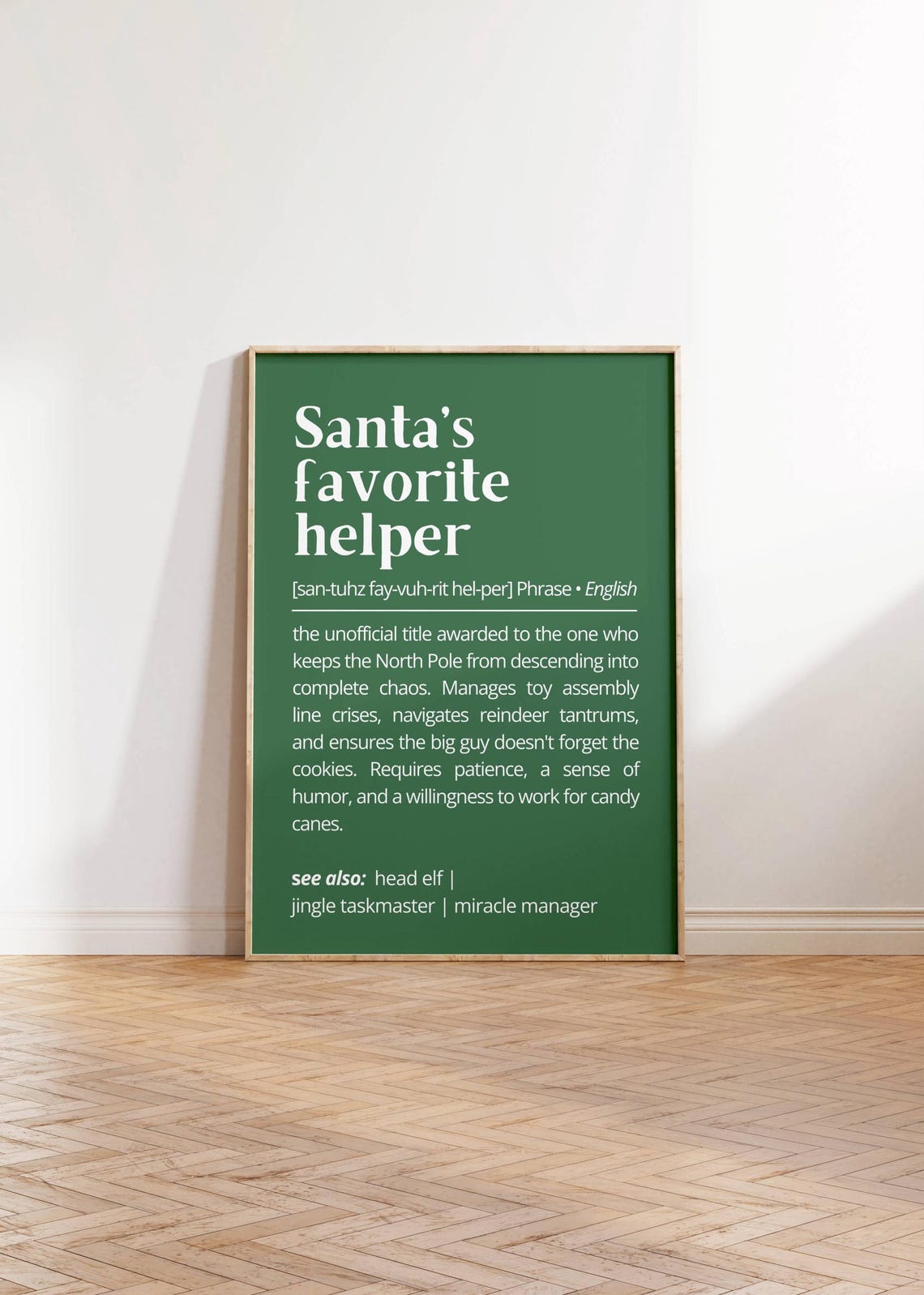 Santa's Favorite Helper Definition Holiday Elf Dictionary Style Poster - Image 2