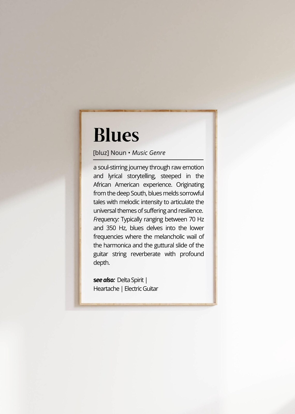 Blues Music Genre Definition Minimalist Typography Gift For Fans Poster