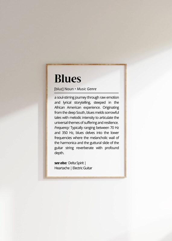 Blues Music Genre Definition Minimalist Typography Gift For Fans Poster