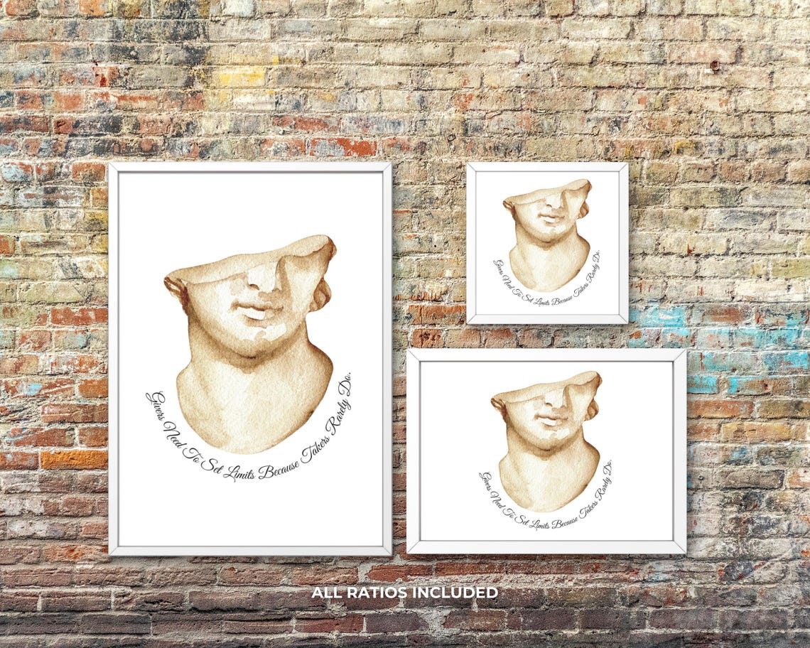 Givers Need To Set Limits Greek Statue Watercolor Quote Poster - Image 3