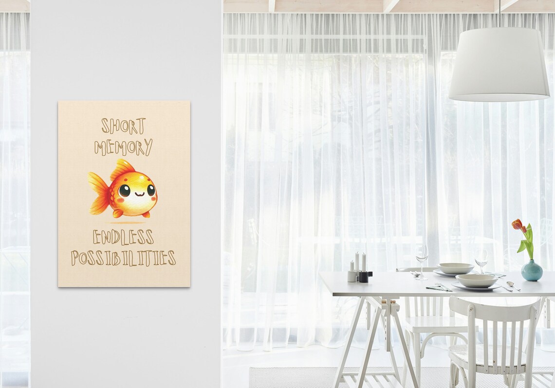 Short Memory Endless Possibilities Cute Goldfish Quote Animal Poster - Image 3