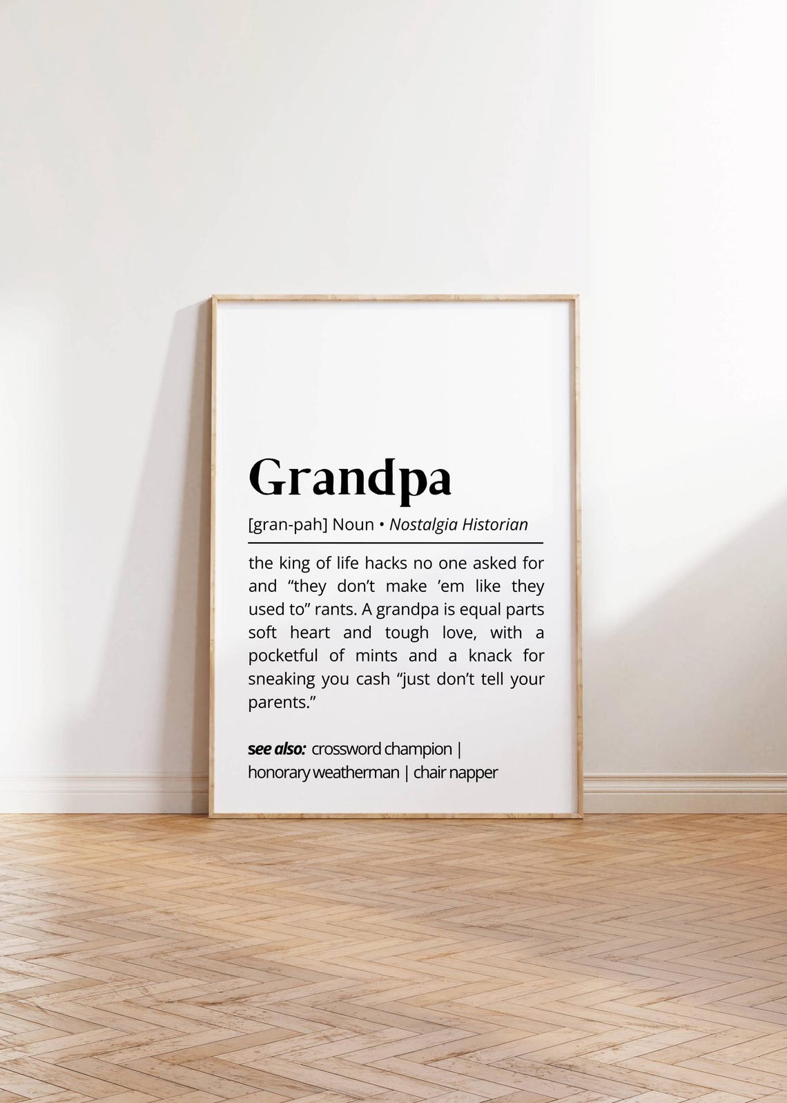 Grandpa Nostalgia Historian Funny Dictionary Definition Gift Poster - Image 2
