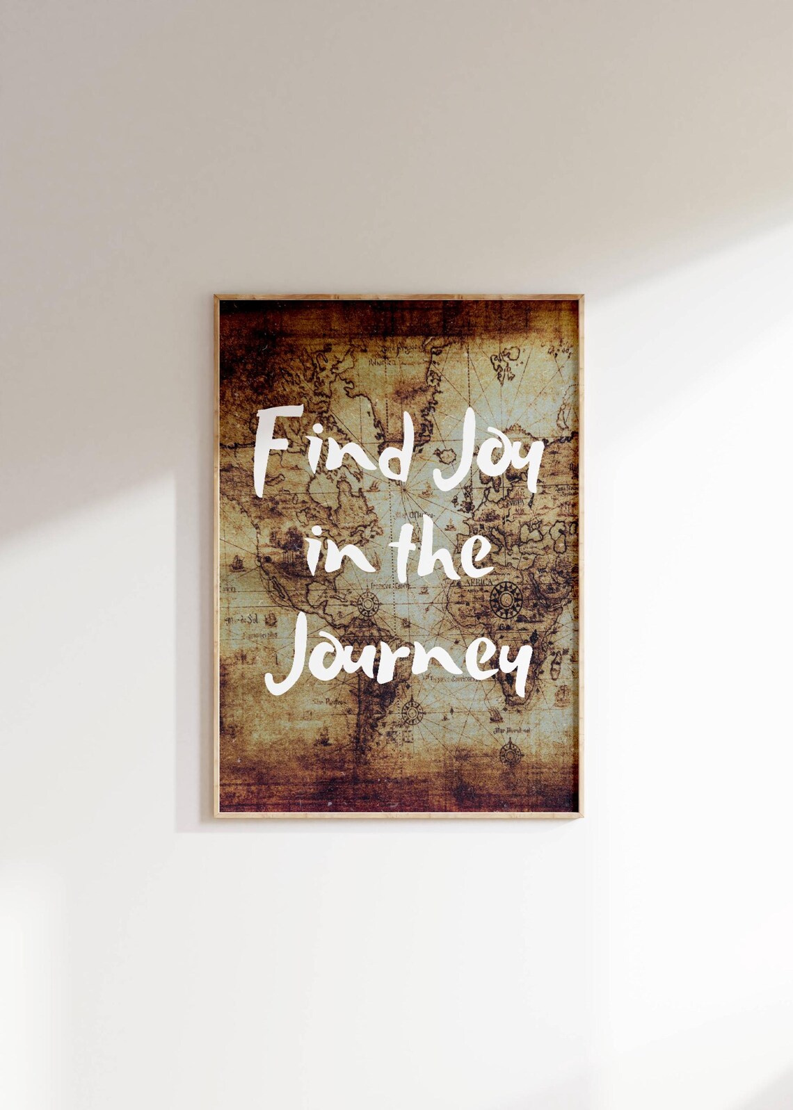 Find Joy In The Journey Quote Vintage World Map Travel Poster