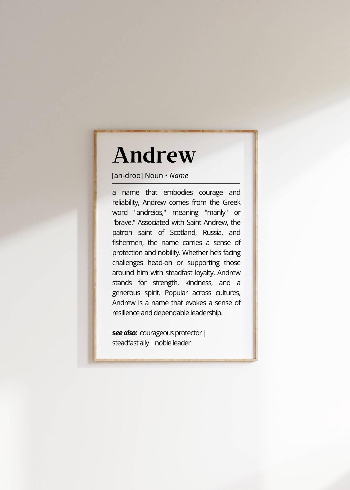 Andrew Name Definition Print Personalized Meaning Brave Gift Art - Image 2