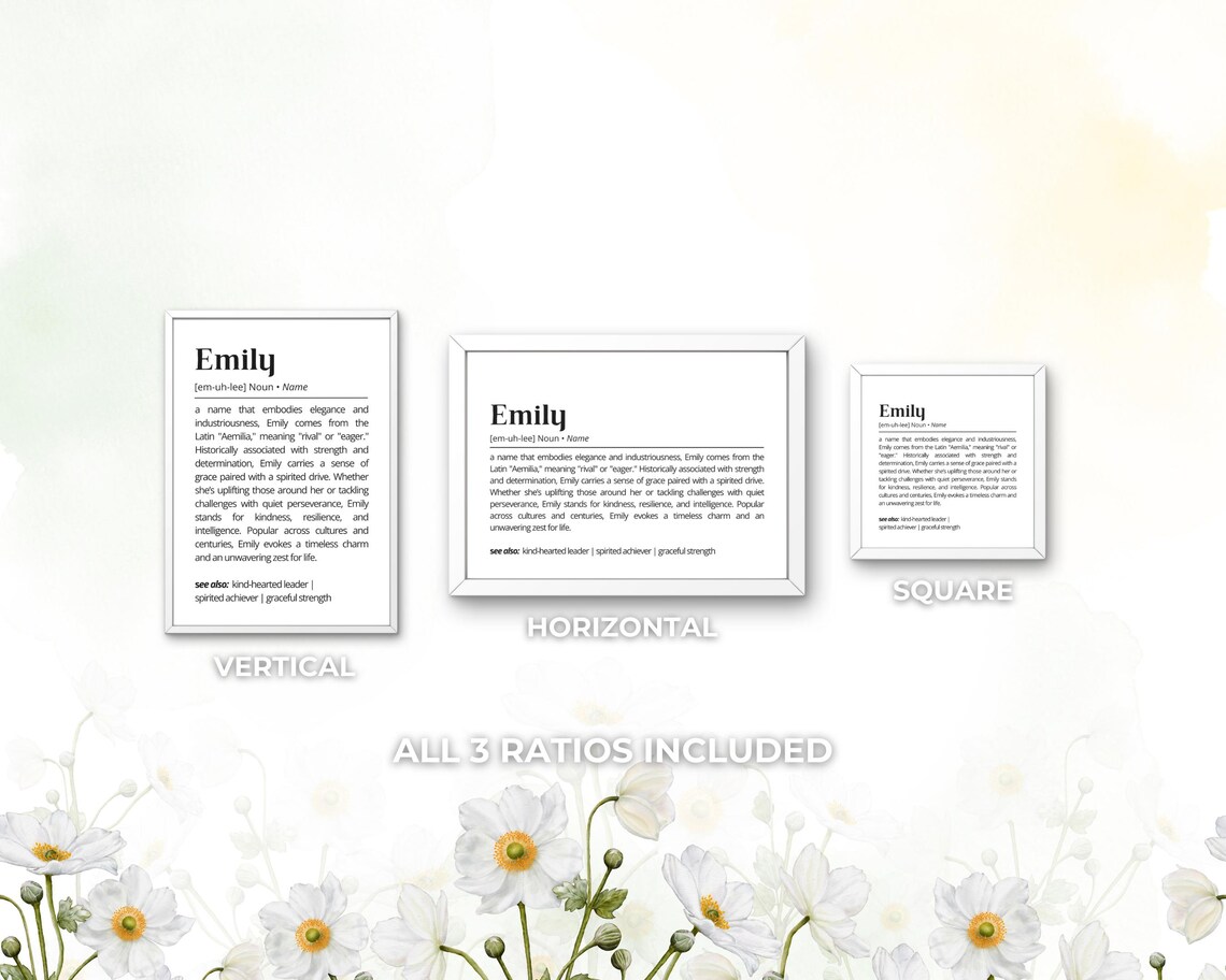Emily Name Definition Personalized Typography Art Print - Image 3