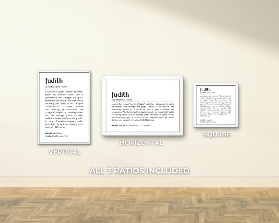 Judith Name Definition Dictionary Meaning Personalized Poster - Image 3