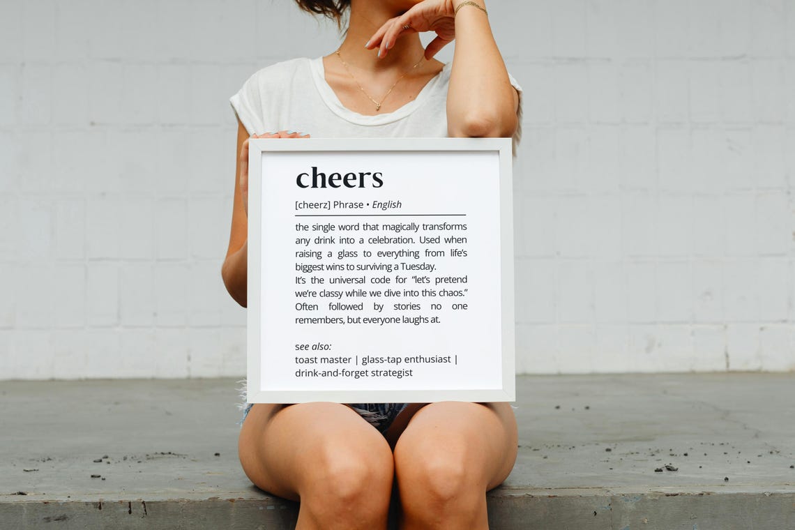 Cheers Funny Dictionary Definition Toast Celebration Bar Quote Poster - Image 3