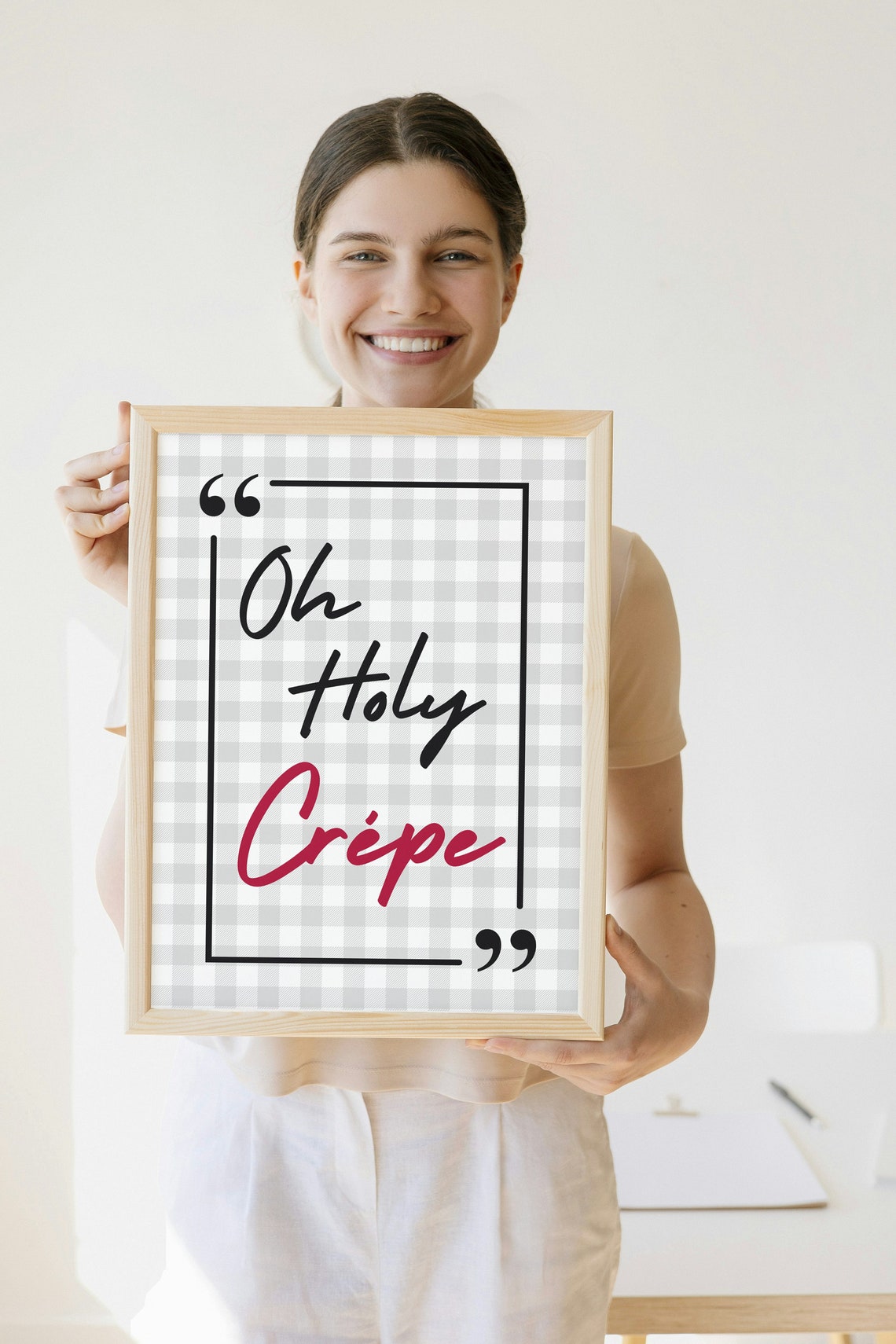 Oh Holy Crepe Gingham Funny Farmhouse Kitchen Quote Wall Poster - Image 2