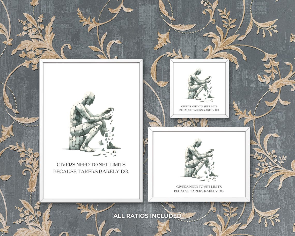 Givers Need To Set Limits Boundary Crumbling Statue Quote Poster - Image 3