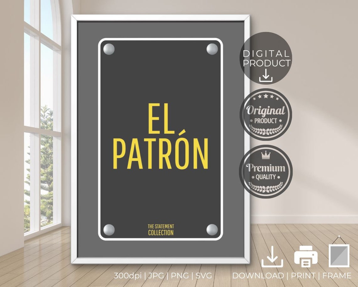 El Patron Bold Spanish Statement Sign Typography Black Poster - Image 3
