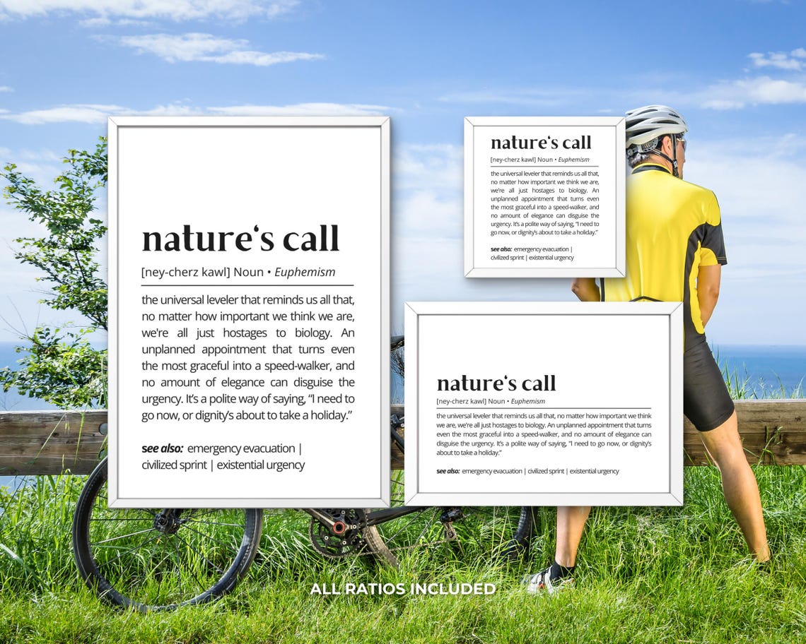 Natures Call Funny Definition Bathroom Humor Euphemism Wall Art - Image 3