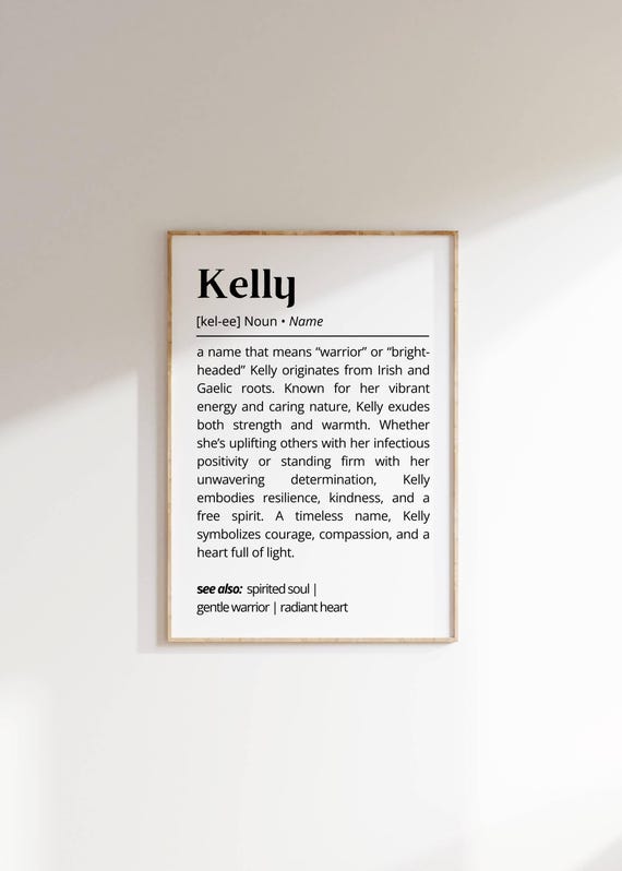 Kelly Name Definition Art Print, Personalized Typography
